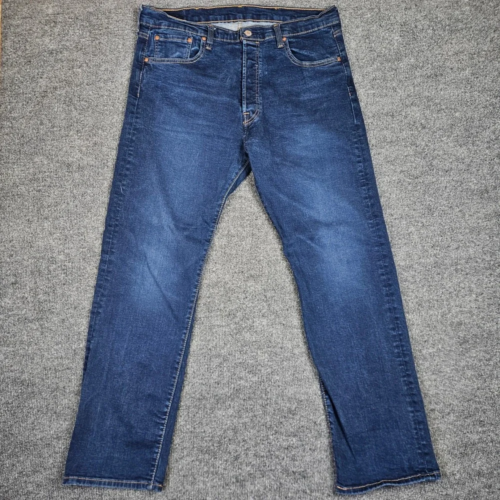 Levis 501‎ Jeans Men's 38x32(30) Straight Leg Dark Wash Stretch Denim Button Fly